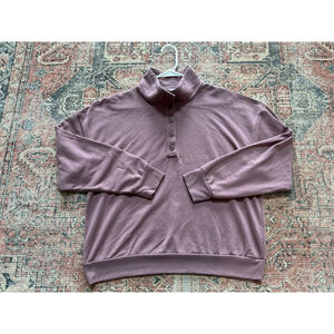 Beyond Yoga East Coast Button Pullover In Mauve